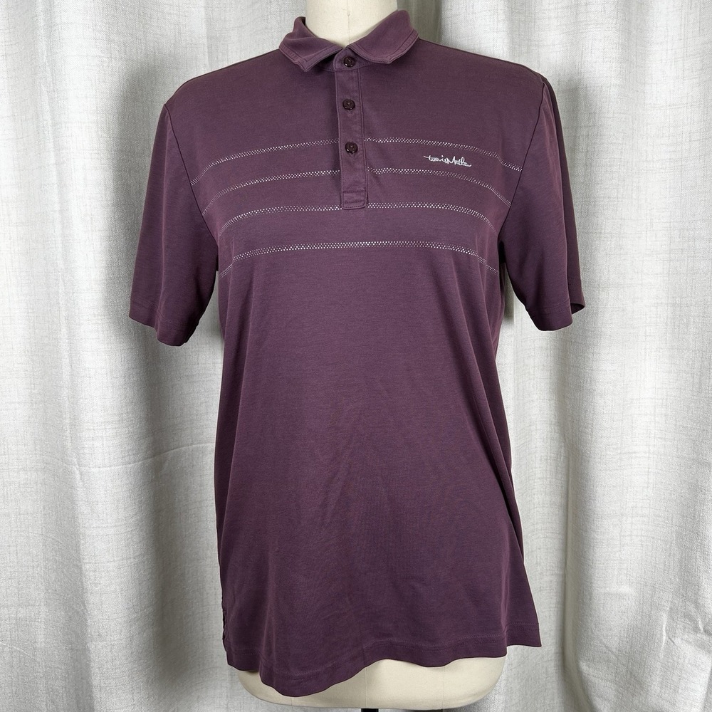 Travis Mathew Polo Shirt Mens Medium Purple Performance Golf Casual Made in Peru